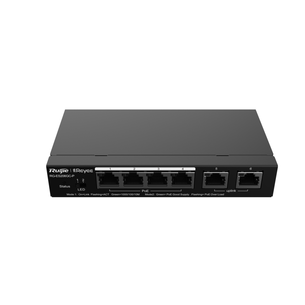 RG-ES206GC-P, 6-Port Gigabit Smart RUIJIE Cloud Managed PoE Switch