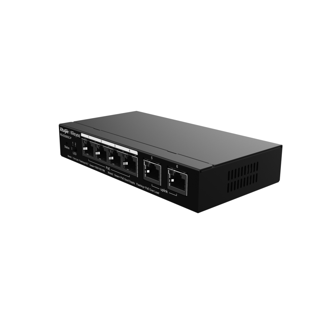 RG-ES206GC-P, 6-Port Gigabit Smart RUIJIE Cloud Managed PoE Switch