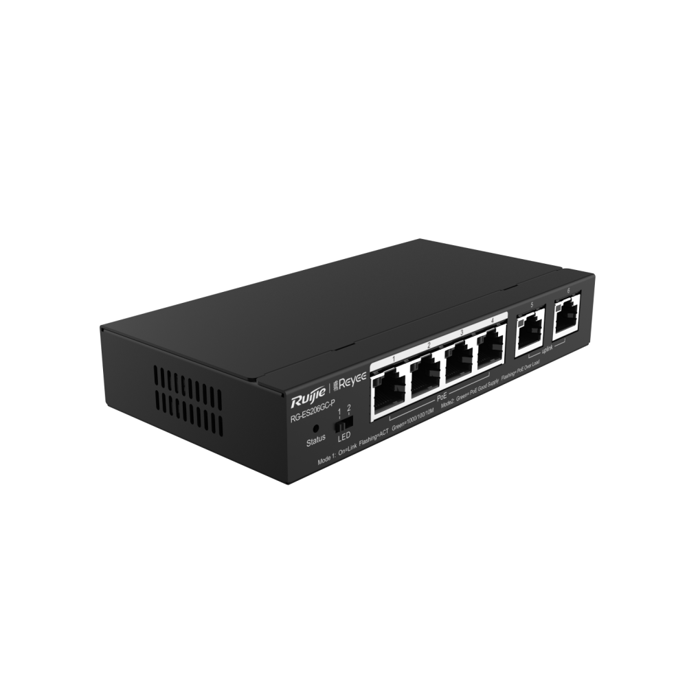 RG-ES206GC-P, 6-Port Gigabit Smart RUIJIE Cloud Managed PoE Switch