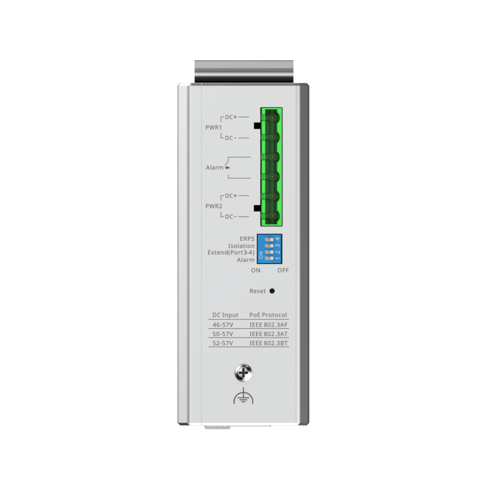 RG-NIS2100-4GT2SFP-HP, 6-Port Cloud Managed RUIJIE Industrial Switch, with 1 x PoE++ Port, 3 x PoE+ Ports, and 2 x SFP Uplink Ports