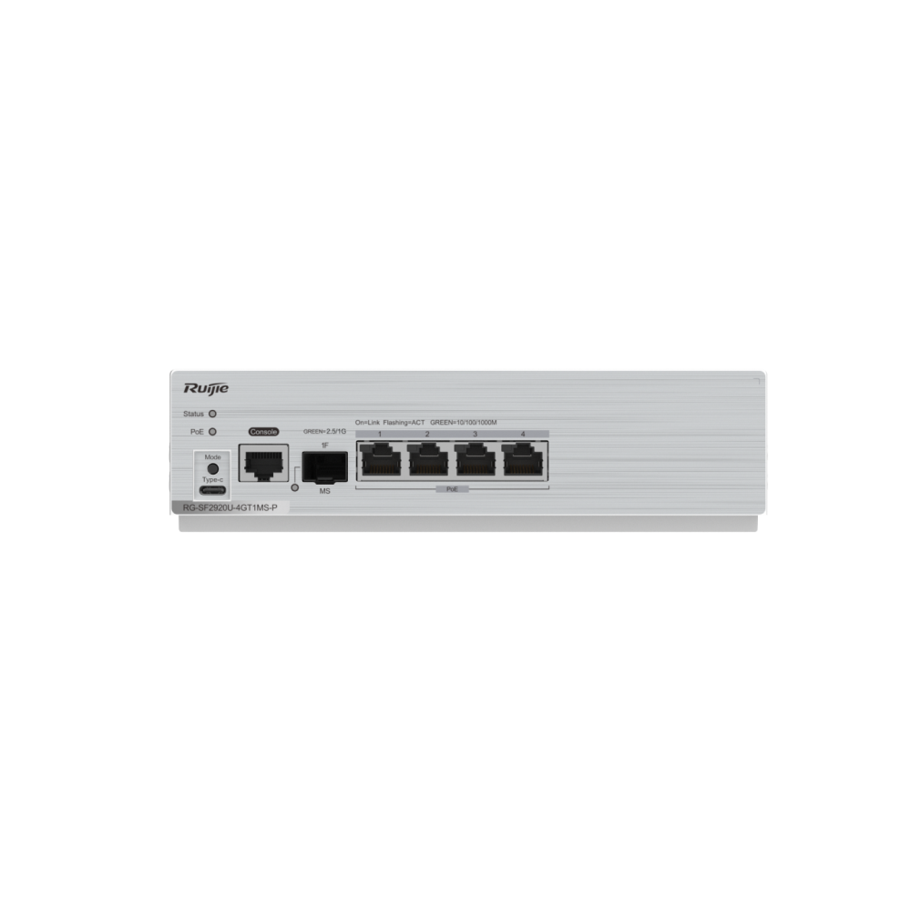 RG-SF2920U-4GT1MS-P 4-Port GE All-Optical RUIJIE PoE Switch, 1 x 2.5G Uplink Optical Port (Backward Compatible)