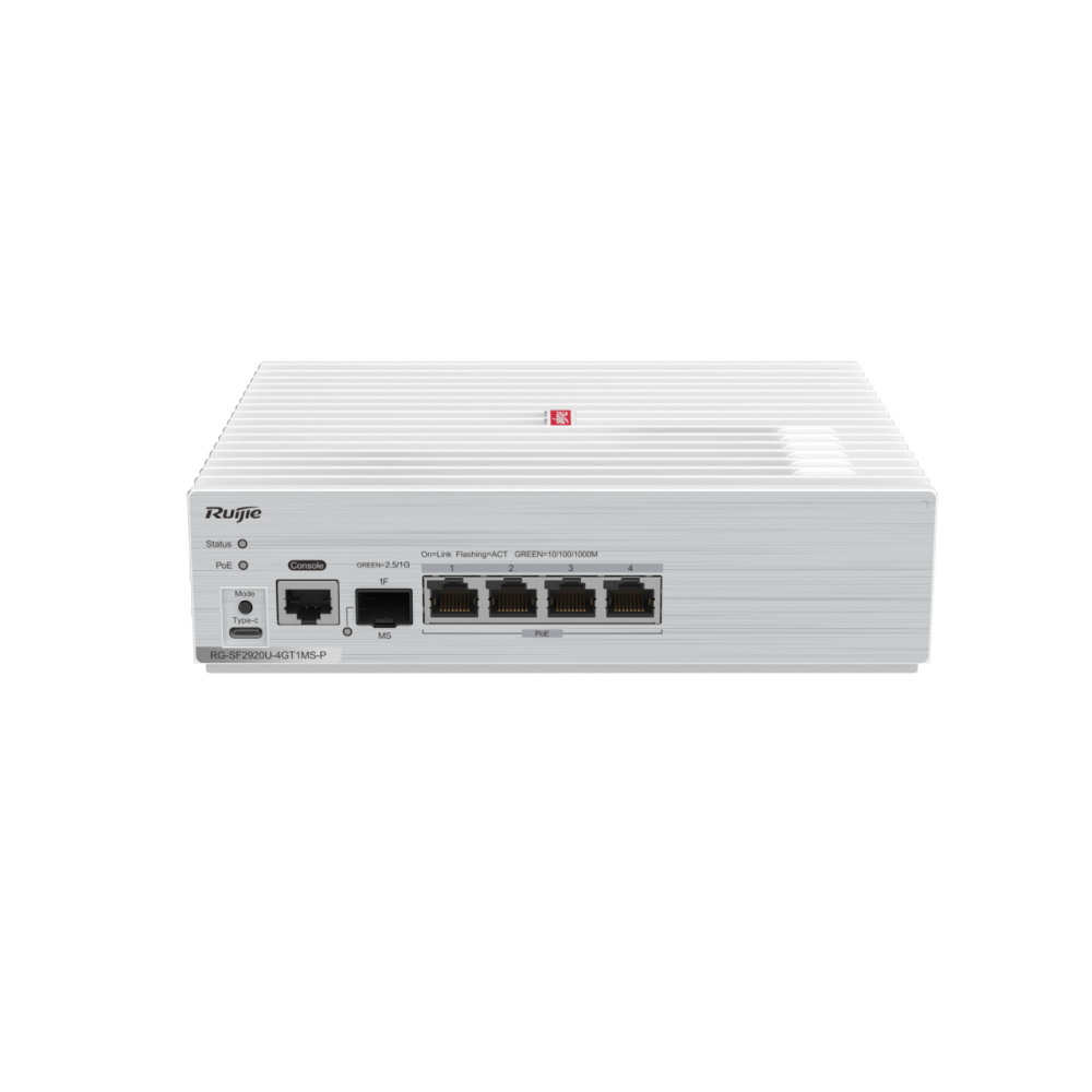 RG-SF2920U-4GT1MS-P 4-Port GE All-Optical RUIJIE PoE Switch, 1 x 2.5G Uplink Optical Port (Backward Compatible)