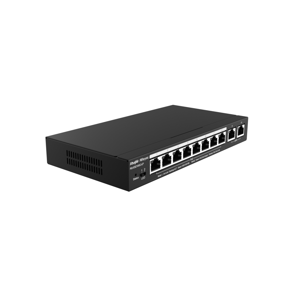 RG-ES210GC-LP, 10-Port Gigabit Smart RUIJIE Cloud Managed PoE Switch