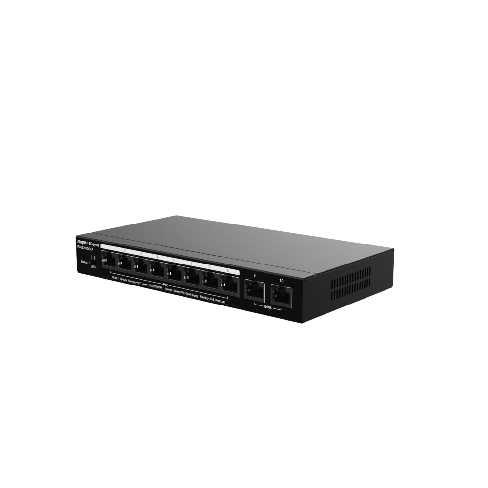 RG-ES210GC-LP, 10-Port Gigabit Smart RUIJIE Cloud Managed PoE Switch