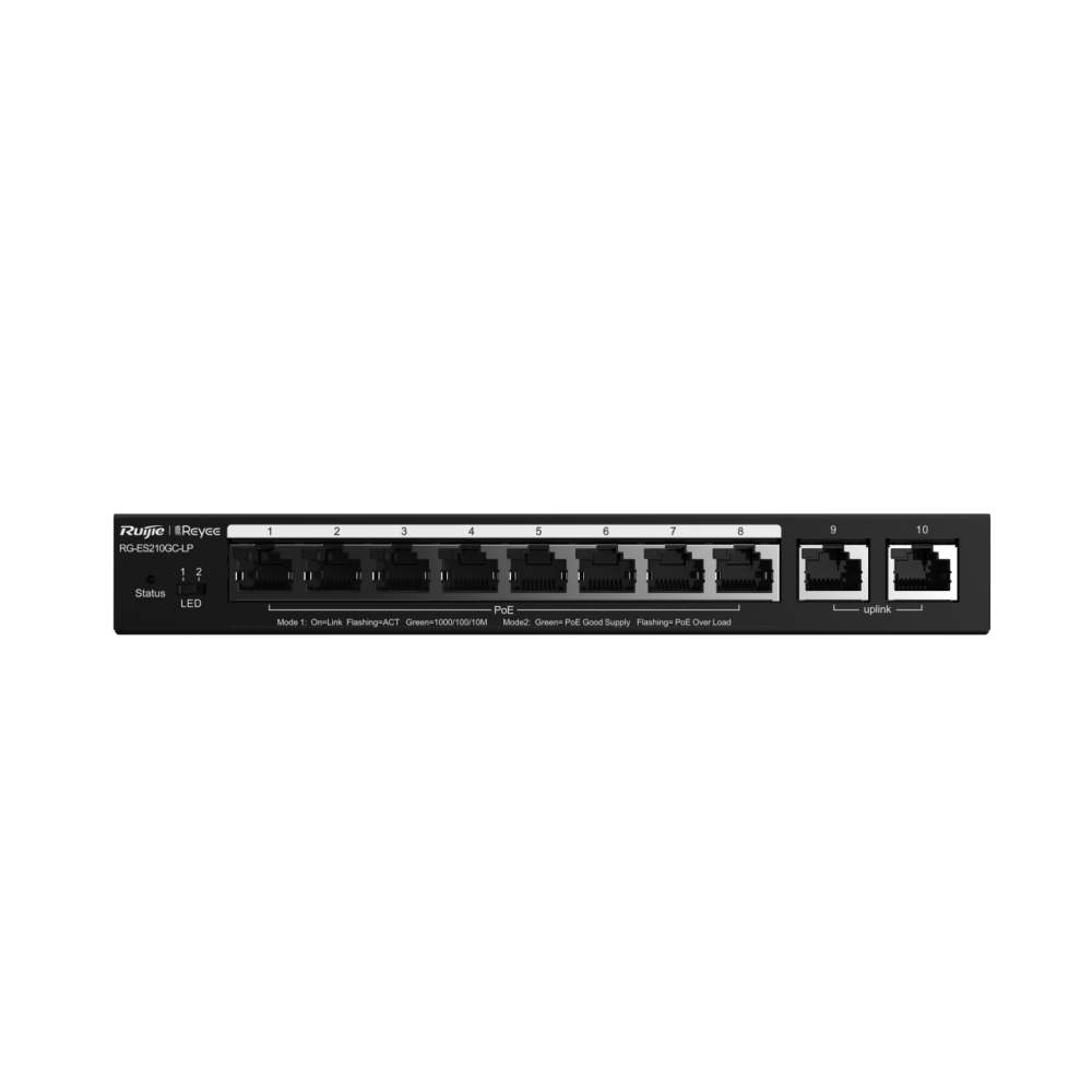 RG-ES210GC-LP, 10-Port Gigabit Smart RUIJIE Cloud Managed PoE Switch