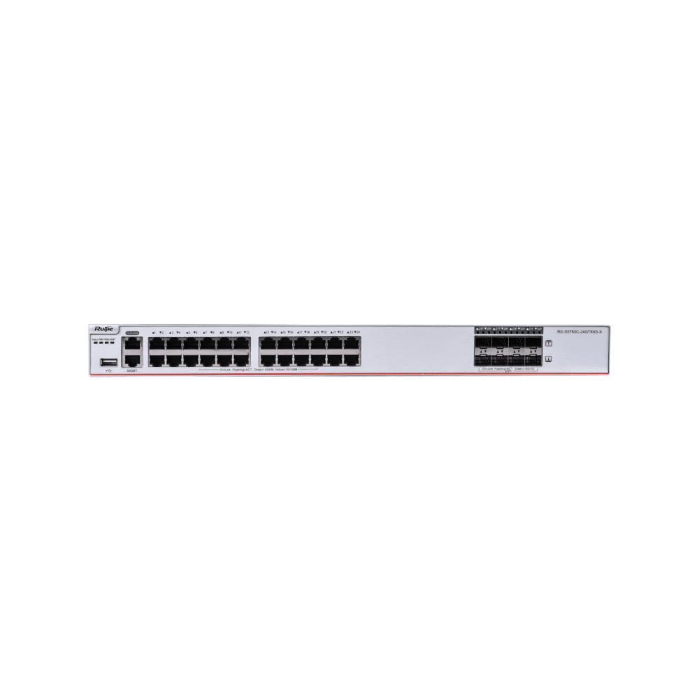 RG-S5760C-24GT8XS-X 24-Port GE Electrical RUIJIE  Layer 3 Enterprise-Class Core or Aggregation Switch, Eight 10G Uplink Ports