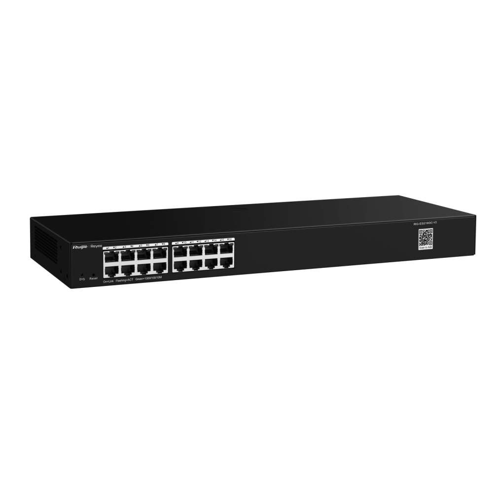 RG-ES216GC, 16-Port Gigabit Smart  RUIJIE Cloud Managed Non-PoE Switch