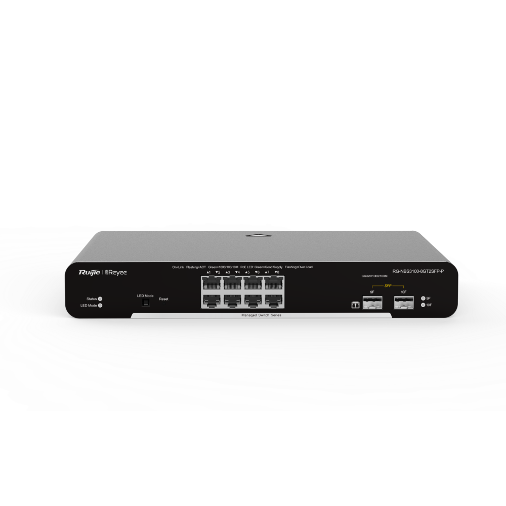 RG-NBS3100-8GT2SFP-P, 10-Port Gigabit Layer RUIJIE 2 Cloud Managed PoE Switch