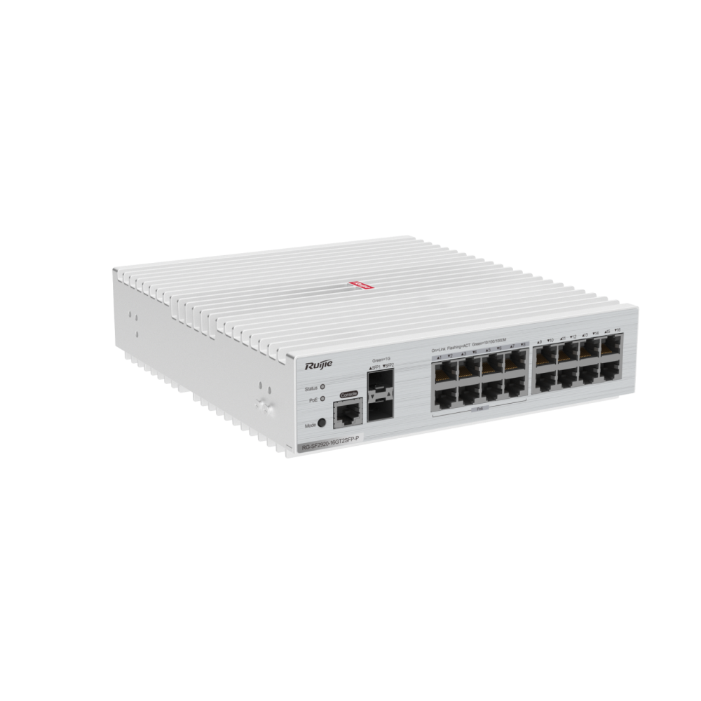 RG-SF2920-16GT2SFP-P 16-Port GE All-Optical PoE  RUIJIE Switch, 2 × Gigabit Uplink Optical Ports