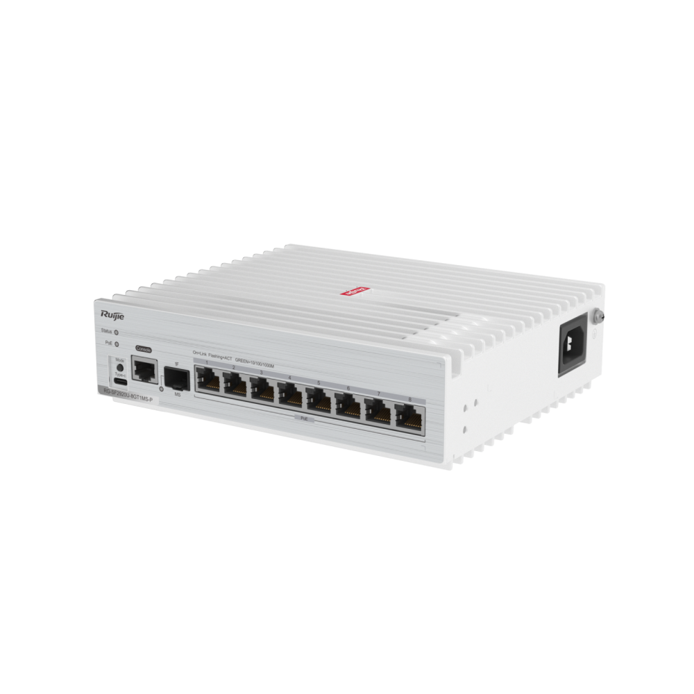 RG-SF2920U-8GT1MS-P 8-Port GE All-Optical RUIJIE PoE Switch, 1 × 2.5G Uplink Optical Port (Backward Compatible)