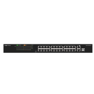 RG-ES126FGS-P, 24-Port 10/100 Mbps RUIJIE with 2-Port Gigabit Unmanaged PoE Switch