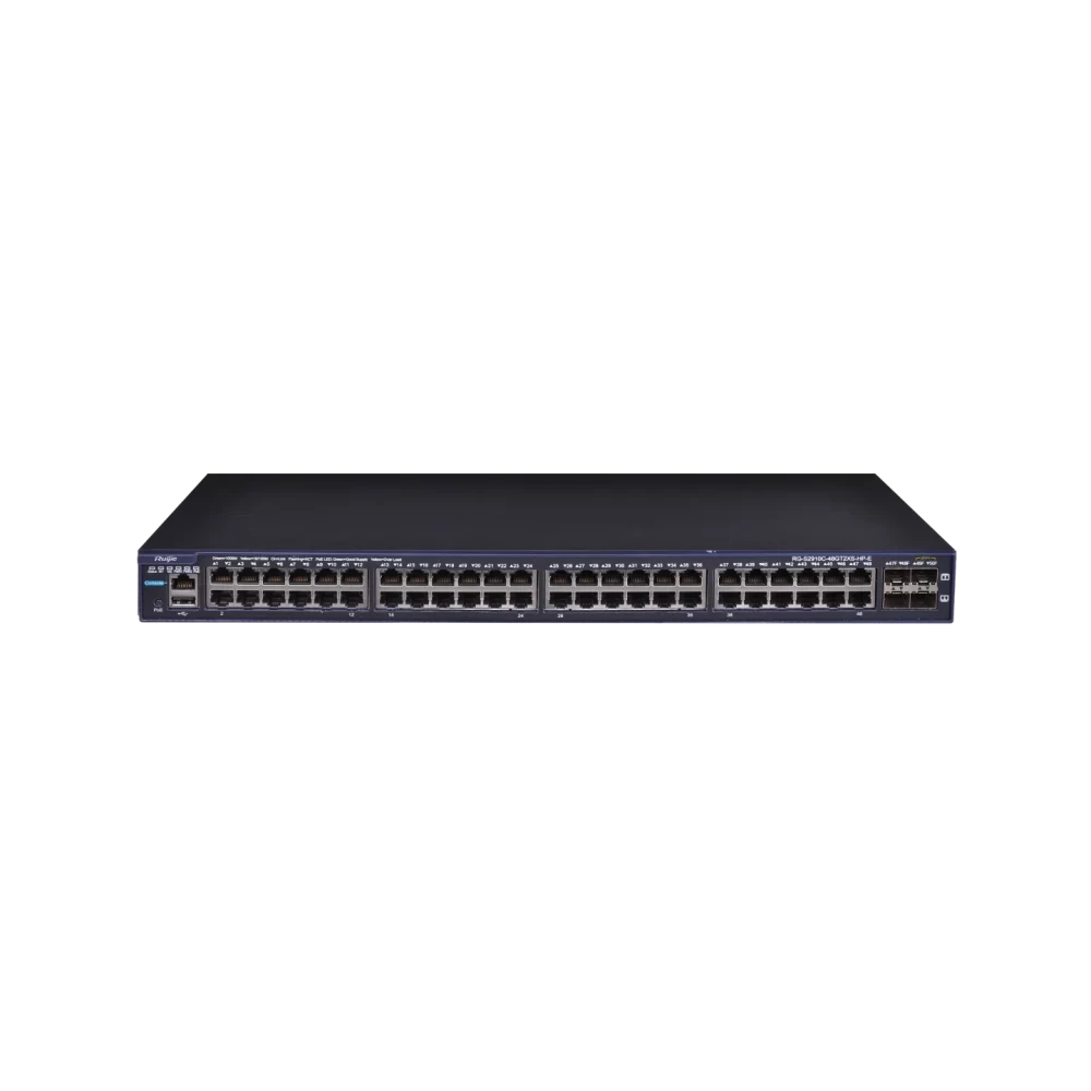 RG-S2910C-48GT2XS-HP-E 48 Gigabit access PoE switches  RUIJIE(plus 2 COMBO ports), 2 10,000 Gigabit uplink ports, 2 expansion slots