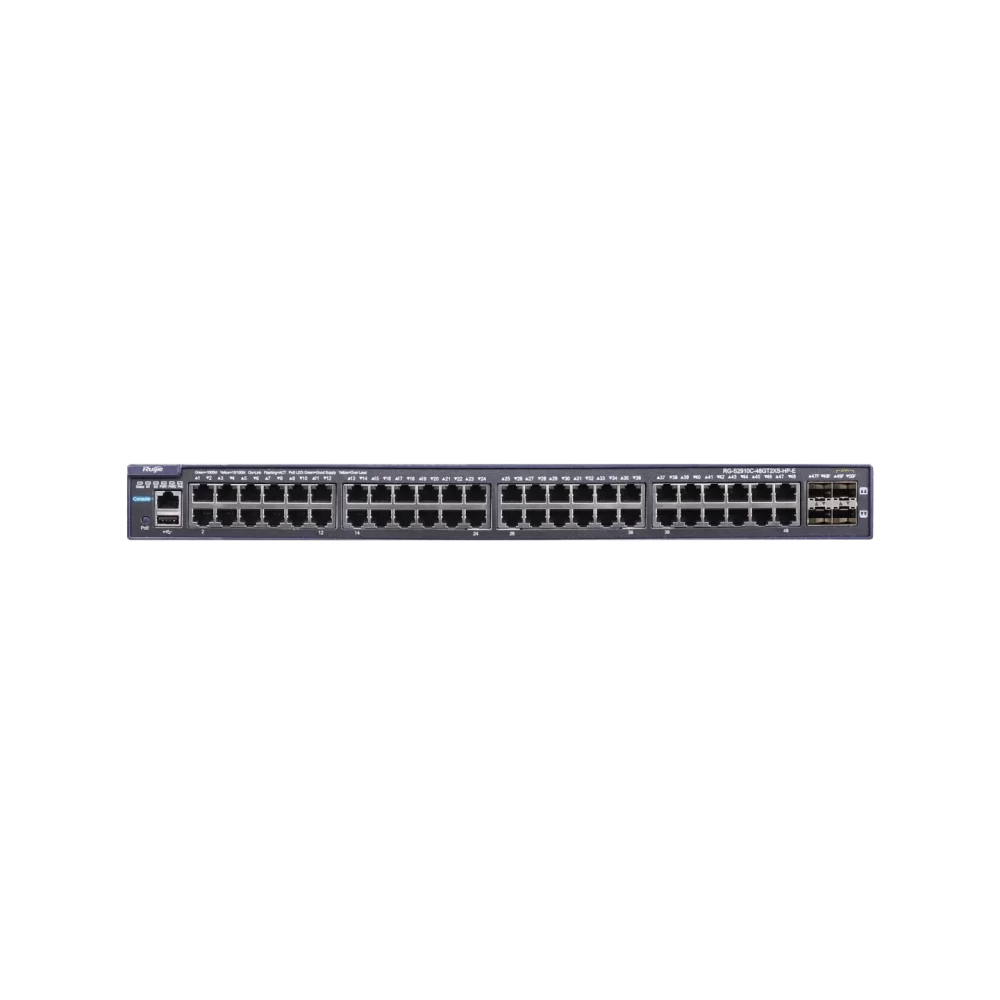 RG-S2910C-48GT2XS-HP-E 48 Gigabit access PoE switches  RUIJIE(plus 2 COMBO ports), 2 10,000 Gigabit uplink ports, 2 expansion slots