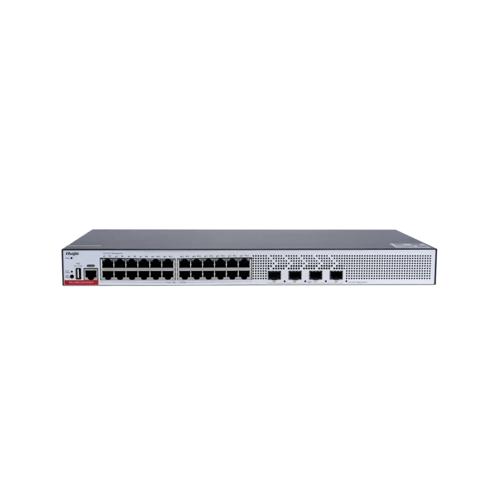 RG-CS83-24GT4XS-P 24-Port 1GE RJ45 Layer RUIJIE 3 Managed Access Switch with PoE+, 4-Port 10GE Uplink